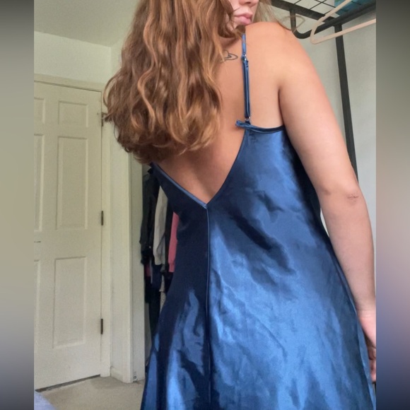 vintage blue silk slip dress - Picture 9 of 16